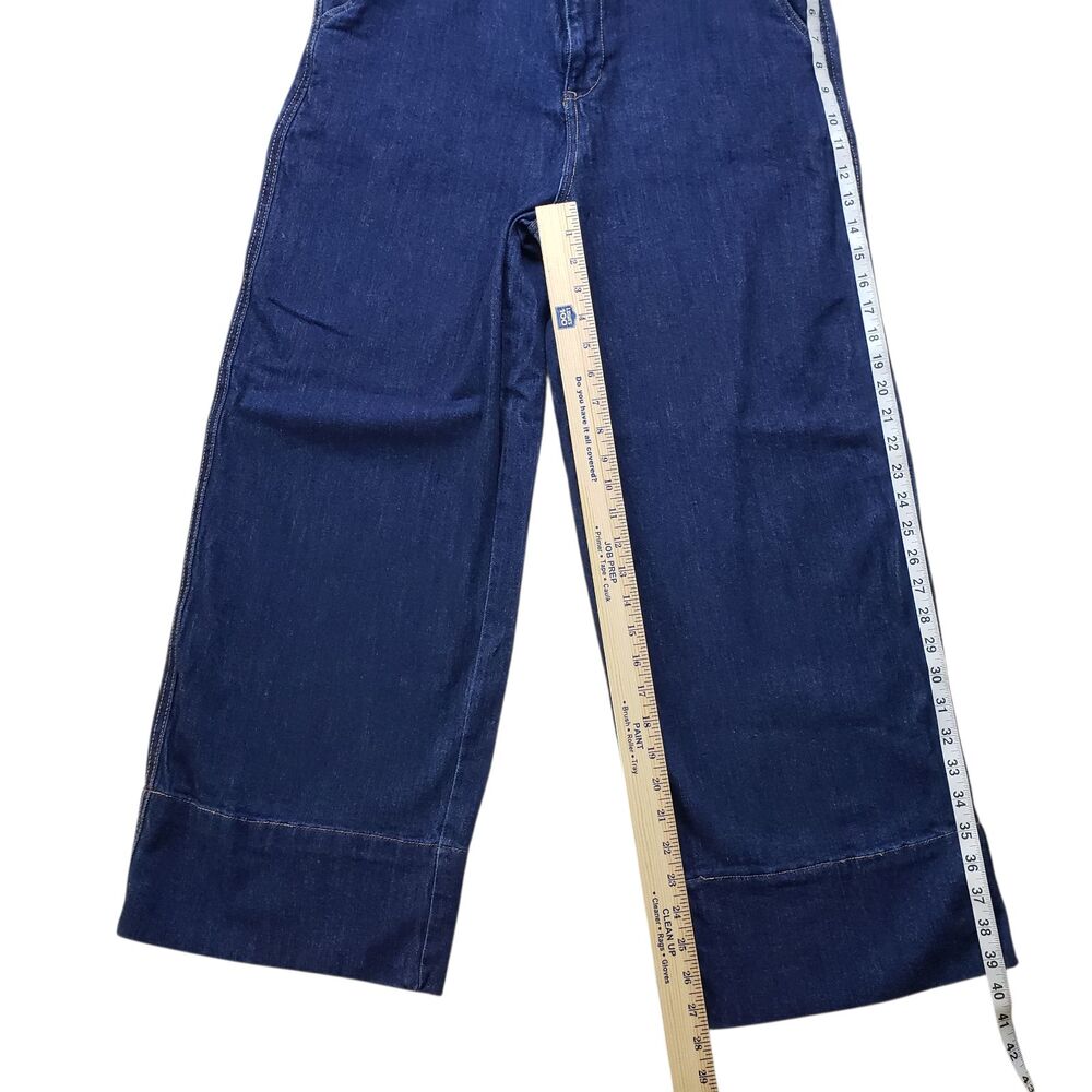OAT New York Wide Leg Jeans Womens 12 / 31 High Rise Dark Wash Denim Stretch - Picture 7 of 10